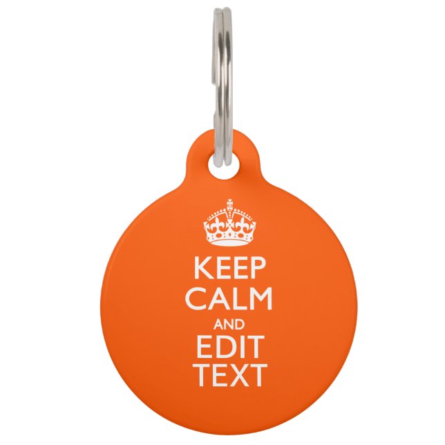 Médaillon Pour Animaux Personalized KEEP CALM Your Text Orange Accent (Devant)