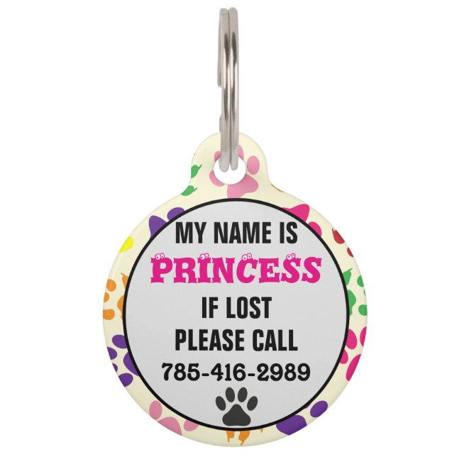 Médaillon Pour Animaux Personnalisable (Devant)