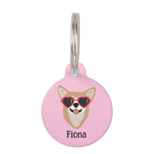 Médaillon Pour Animaux Personnalisé mignon Pembroke Welsh Corgi rose