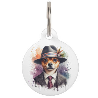 Médaillon Pour Animaux Personnaliser Chien Brown en costume Cravate Splat