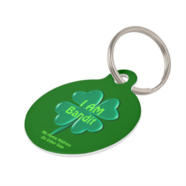 Médaillon Pour Animaux Personnaliser - "Four Leaf Clover" Je suis perdu (Côté )
