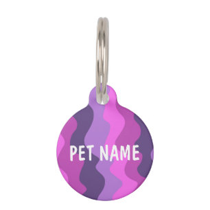 Médaillon Pour Animaux PERSONNALISER IT Courbe violet rayures colorées am