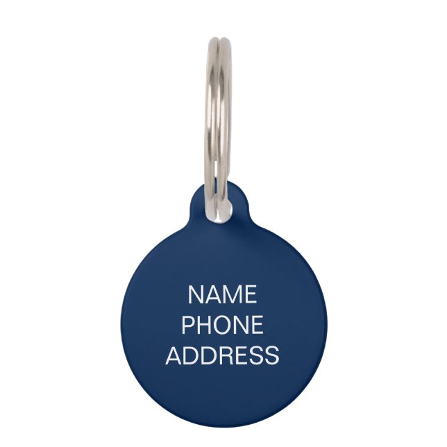 Médaillon Pour Animaux Personnaliser, personnaliser Bleu blanc chien anim (Devant)