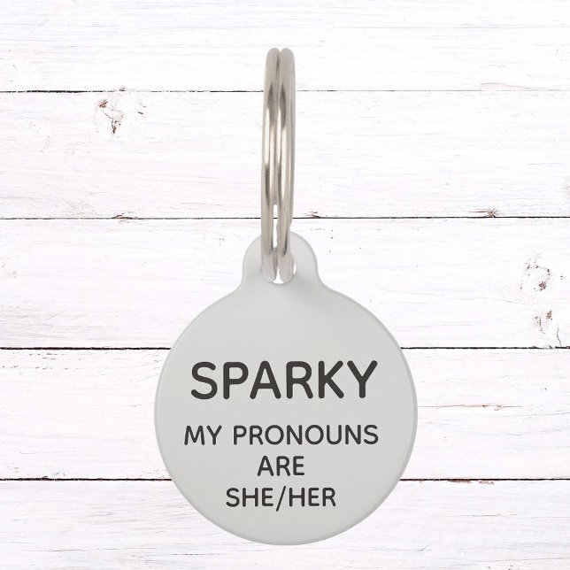 Médaillon Pour Animaux Pet Chien Chat Pronouns ID Personnaliser Perdu ID  (Créateur téléchargé)