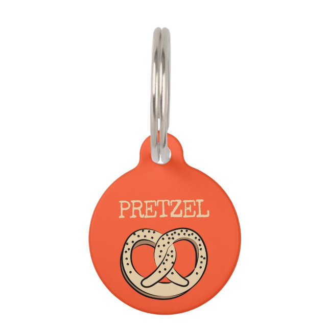 Médaillon Pour Animaux Pétit Bretzel Orange (Devant)