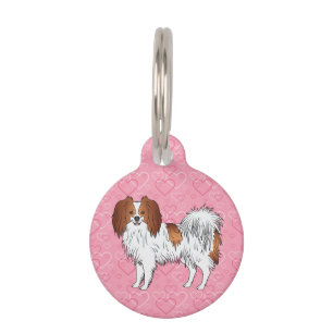 Médaillon Pour Animaux Phalène de bande dessinée rouge et blanc sur des c