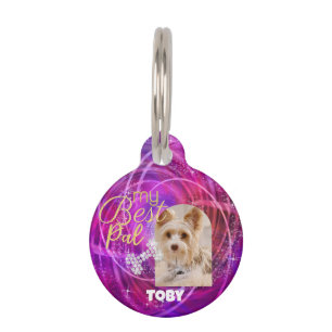 Médaillon Pour Animaux Photo de chien de compagnie rayonnant Mangenta