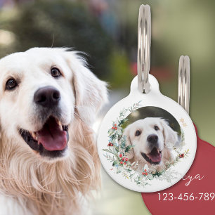 Médaillon Pour Animaux Photo de l'animal de compagnie de couronne de Noël