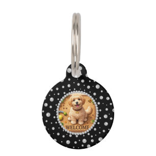 Médaillon Pour Animaux Photo personnalisé avec cercle de perles sur fond 