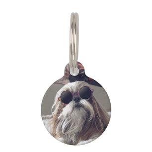 Médaillon Pour Animaux Photo vintage de Shih Tzu aux cheveux longs avec d
