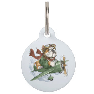 Médaillon Pour Animaux Pilote d'avion Bouledogue Anglais
