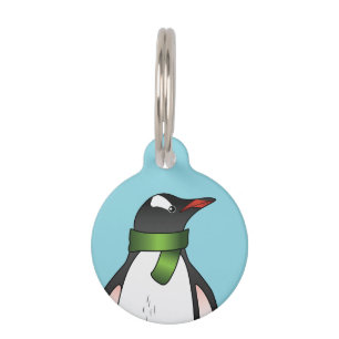 Médaillon Pour Animaux Pingouin Gentoo Mignonne Portant Une Écharpe Verte