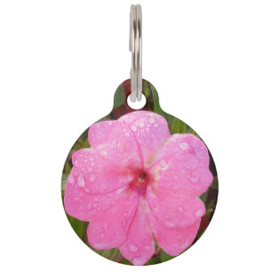 Médaillon Pour Animaux Pink Flower - étiquettes personnalisées