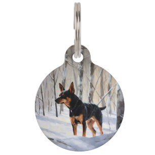 Médaillon Pour Animaux Pinscher Nain Noël Laissez Tomber la Neige