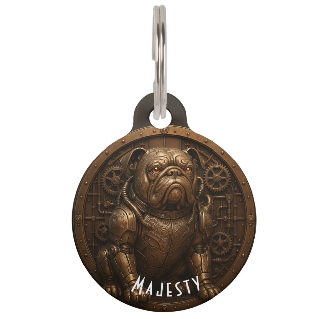 Médaillon Pour Animaux Placa Para Mascotas Steampunk Bulldog. (Devant)