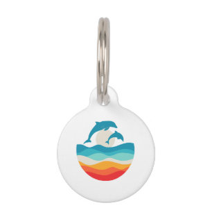 Médaillon Pour Animaux Plage Dolphin vintage Retro Summer Time