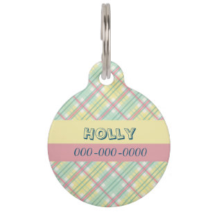 Médaillon Pour Animaux plaid rose