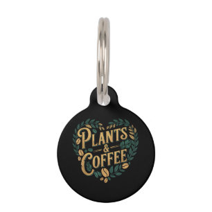 Médaillon Pour Animaux Plantes & Café Drôle Jardinage Amateur de Plantes