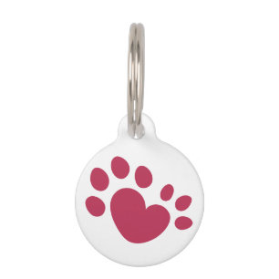 Médaillon Pour Animaux Polydactyl Chat Coeur Empreinte de patte