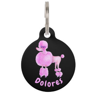 Médaillon Pour Animaux Poodé rose art et nom & détails perdus étiquette d