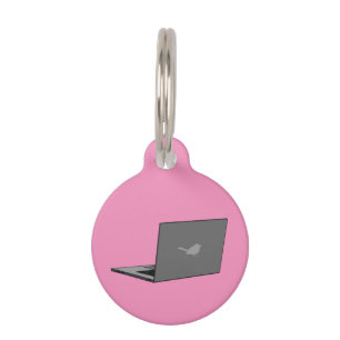 Médaillon Pour Animaux Portable gris avec logo d'oiseau Ajouter un nom
