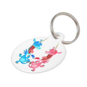 Médaillon Pour Animaux Porte-clés licorne dansante dessin animé mignon