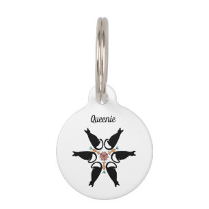 Médaillon Pour Animaux Porte-clés personnalisé Boho Chats noirs Fleur Man