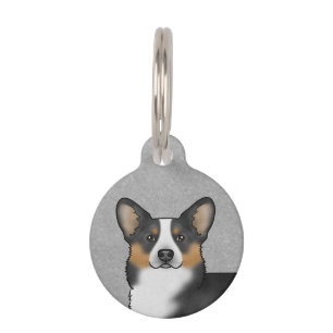Médaillon Pour Animaux Portrait de Chien Black Tricolor Pembroke Welsh Co