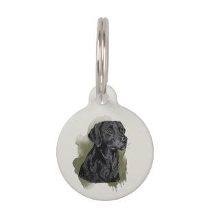 Médaillon Pour Animaux Portrait de chien Labrador Retriever noir à l'aqua
