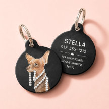 Portrait de Chihuahua d'art fin avec perles | Chie