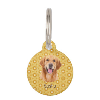 Médaillon Pour Animaux "Pour toujours élégant Retriever doré floral