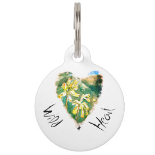 Médaillon Pour Animaux Primula jaune coeur sauvage