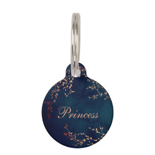 Médaillon Pour Animaux Princesse Navy Rose Gold Chat Chien