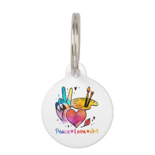 Médaillon Pour Animaux Professeur D'Art Peace Love Art Pour Artistes Et P