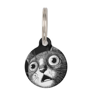 Médaillon Pour Animaux Psycho Chat - Whimsical Retro Pet ID balise