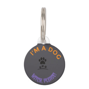 Médaillon Pour Animaux Puce drôle - Sorcière, s'il vous plaît ! Je suis u