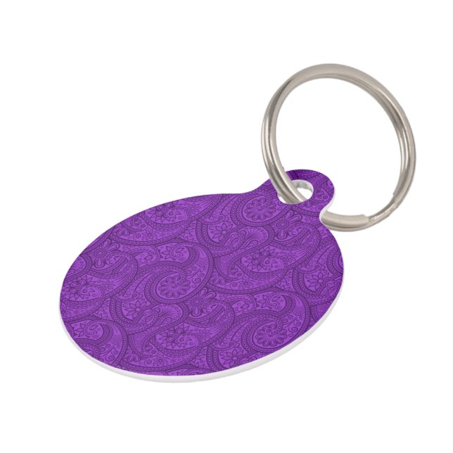 Médaillon Pour Animaux Purple Paisley (Côté )