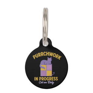 Médaillon Pour Animaux Purrchwork en Cours (Chat de Service) Plaid Drôle 