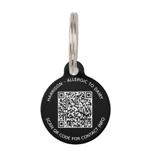 Médaillon Pour Animaux QR Code scannable sans contact Info texte personna