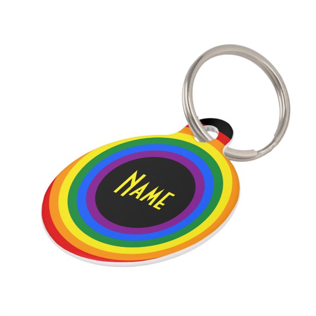Médaillon Pour Animaux RAINBOW FLAG BUTTON + your sign or text (Côté )