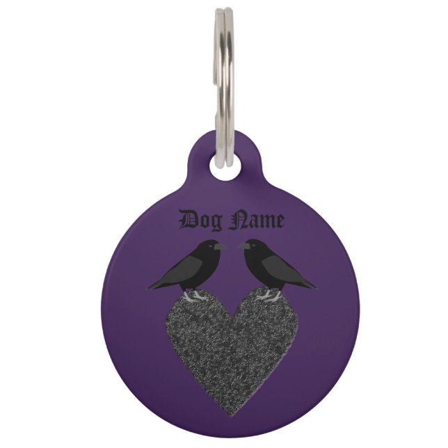 Médaillon Pour Animaux Ravens gothiques et Black Heart Custom (Devant)