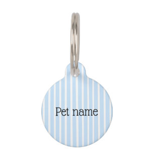 Médaillon Pour Animaux Rayures fines bleu clair