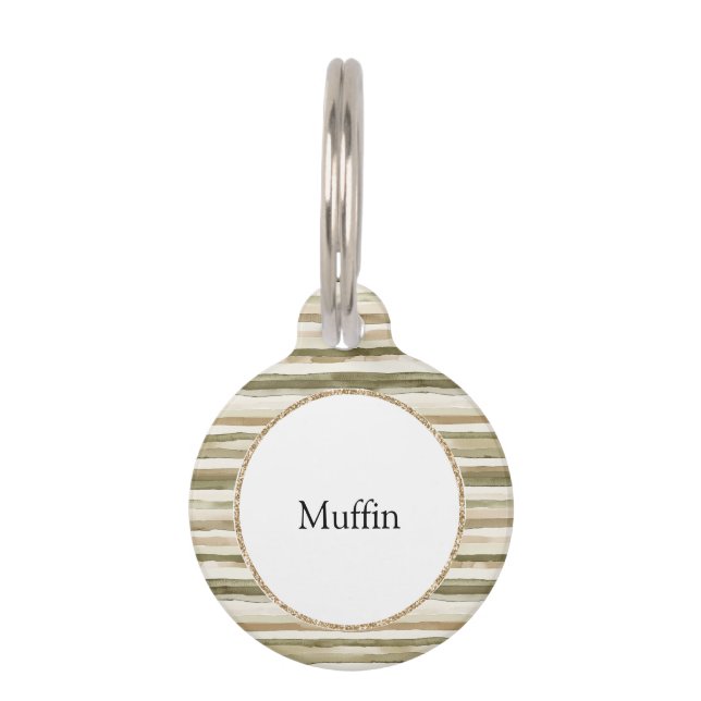 Médaillon Pour Animaux Rayures Marron Crème Jungle   (Devant)