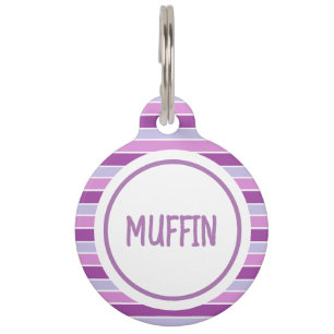 Médaillon Pour Animaux Rayures violettes personnalisées