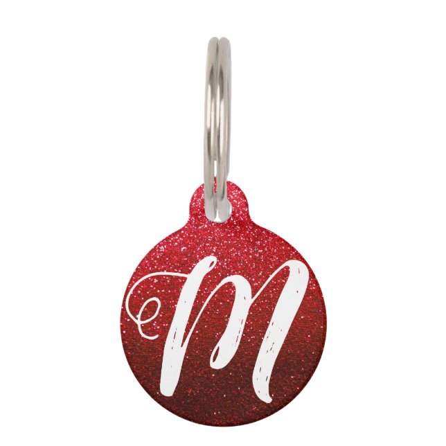 Médaillon Pour Animaux Red Black Parties scintillant Monogram Chat Chien  (Devant)