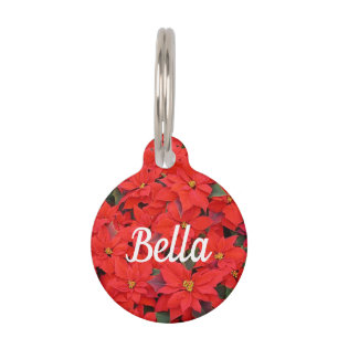 Médaillon Pour Animaux Red Poinsettias I Christmas Holiday Floral Photo