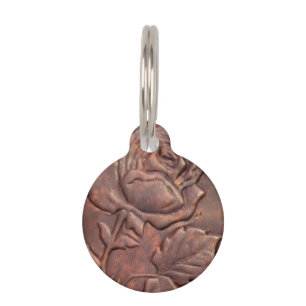 Médaillon Pour Animaux Regard vintage de rose de cuir
