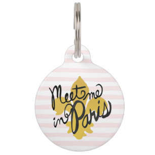 Médaillon Pour Animaux Rencontrez-moi en noir et or de Paris