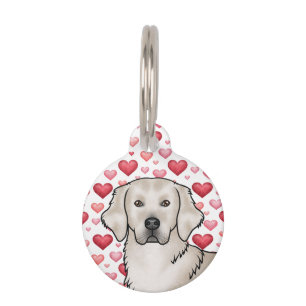 Médaillon Pour Animaux Retriever Golden Cream Anglais Chiens Cœurs Roses