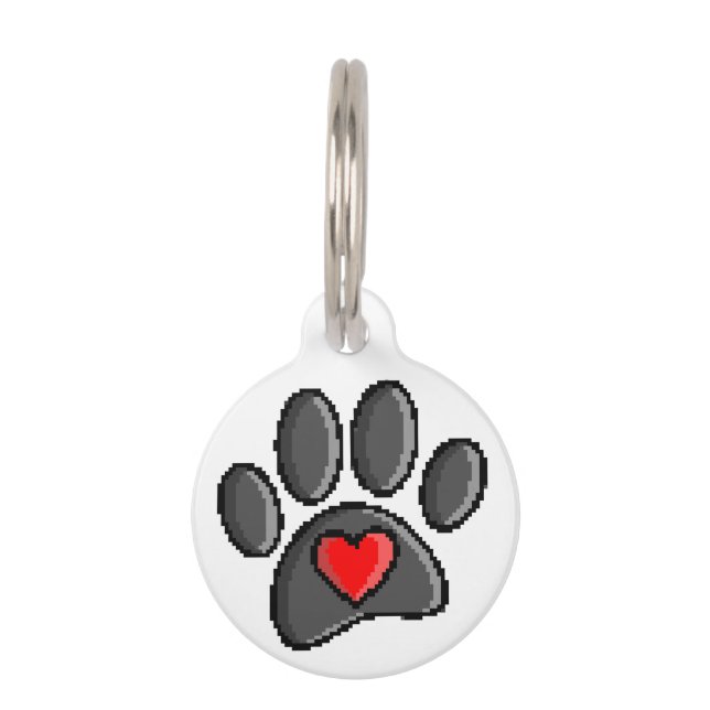 Médaillon Pour Animaux Retro 80s Vidéo Jeu 8 bits Pixel Art Chien Emprein (Devant)